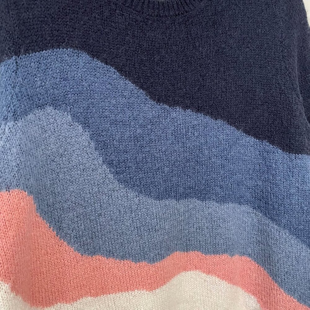 Rare! EUC Sezane Winnie Gradient Colorblock Sweater Blue White Medium - Picture 4 of 7